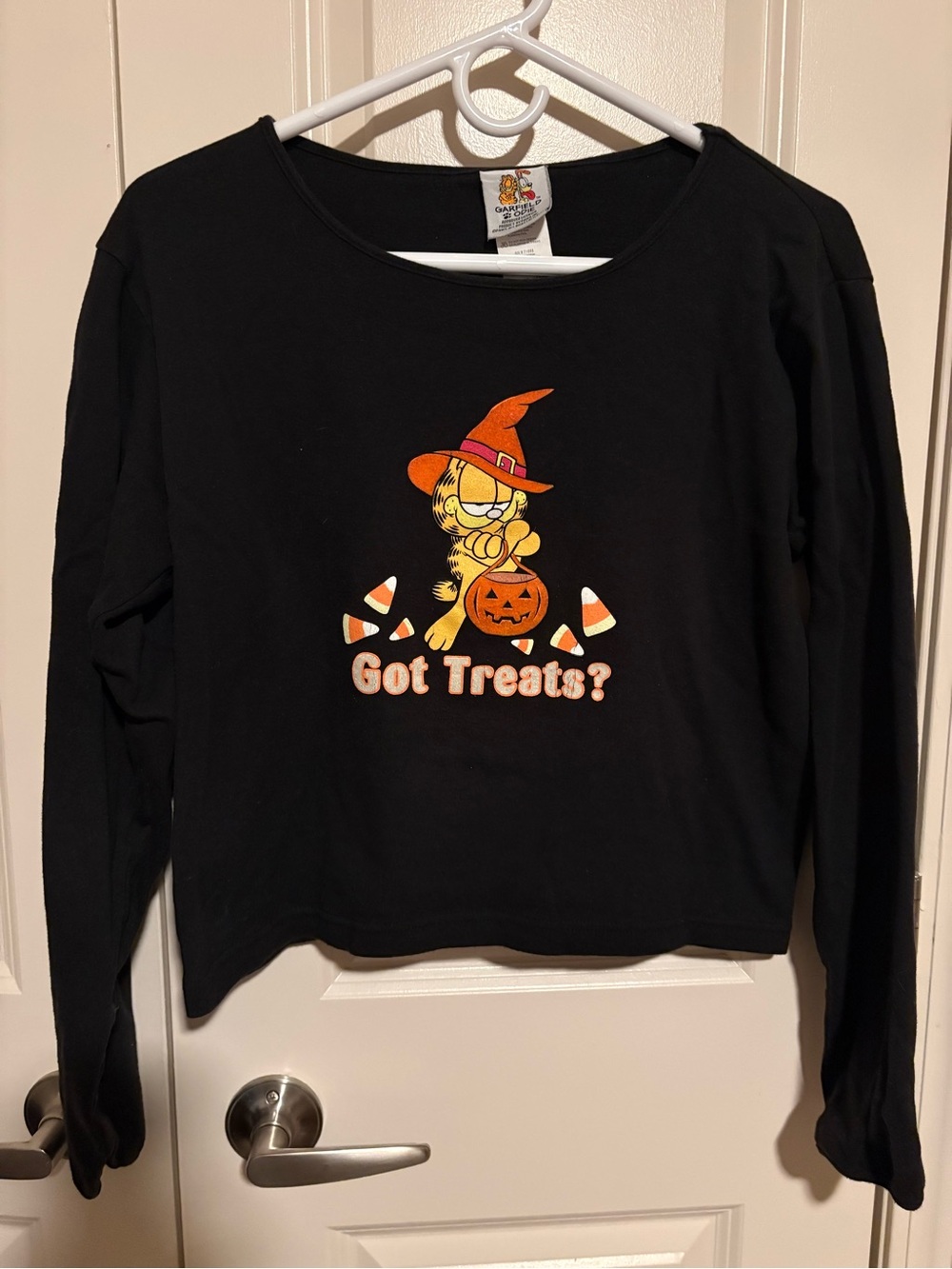 Garfield “Got Treats?' Halloween Long-Sleeve crop sweatshirt